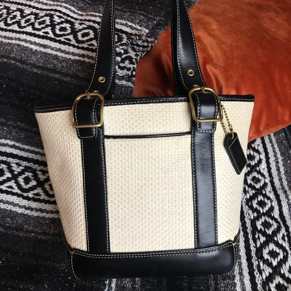Coach Legacy Vintage Straw And Leather Small Tote, 8909 - Picture 15 of 15